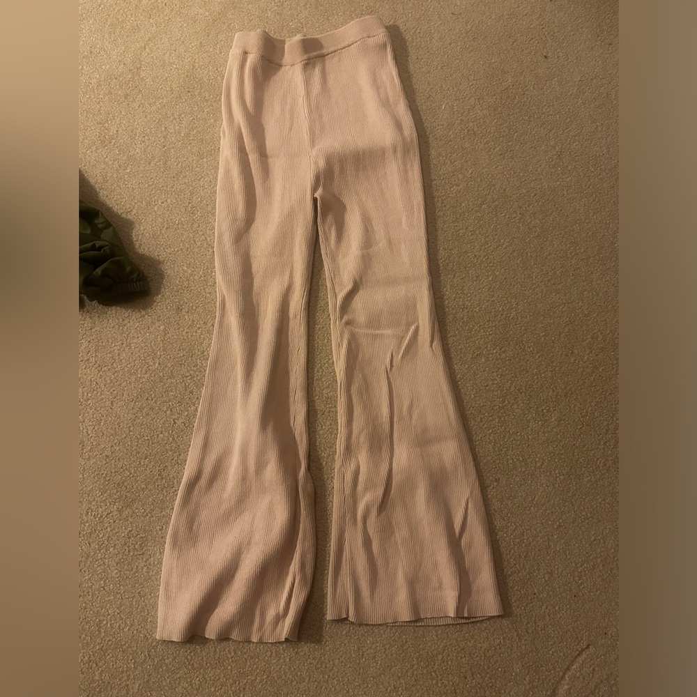 Flare beige ribbed pants